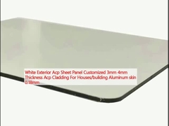 Biały zewnętrzny panel arkusza ACP dostosowany 3 mm 4 mm grubość Acp pokrycie dla domów / budynków Aluminiowa skóra 0,18 mm